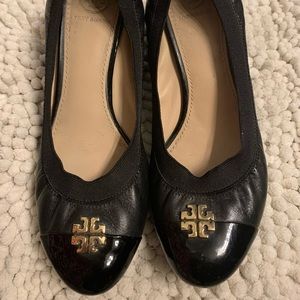 TORY BURCH Jolie Black Wedges Size 7
